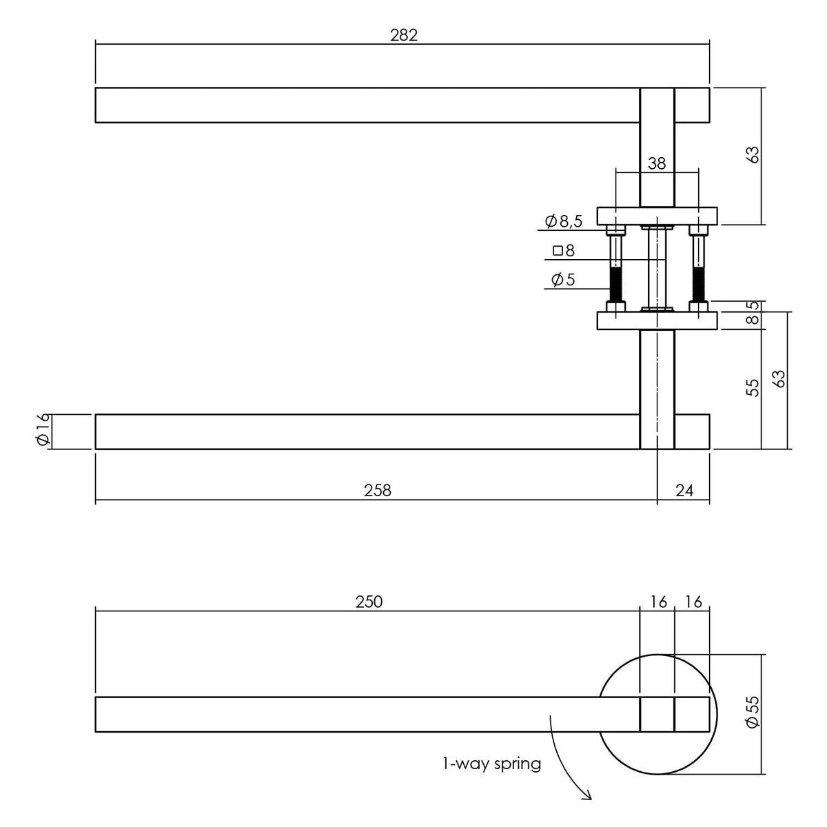 Intersteel deurkruk Shiraat koper mat – detail rozet