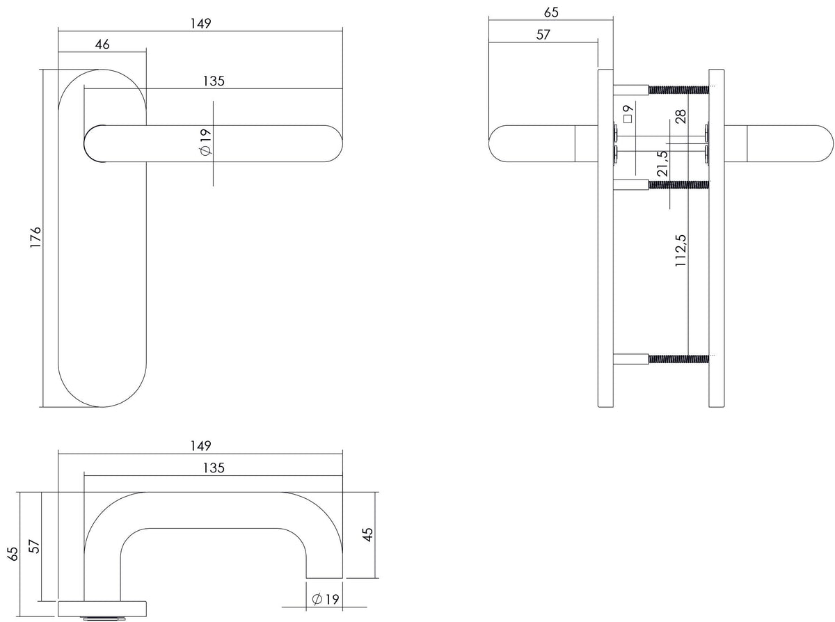 Intersteel deurkruk Rond rvs op blind kortschild - detail