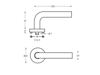Intersteel deurkruk recht op geveerd rozet RVS – detail rozet