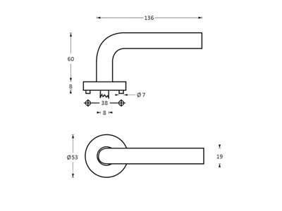 Intersteel deurkruk Lisa op geveerd rozet RVS – detail rozet
