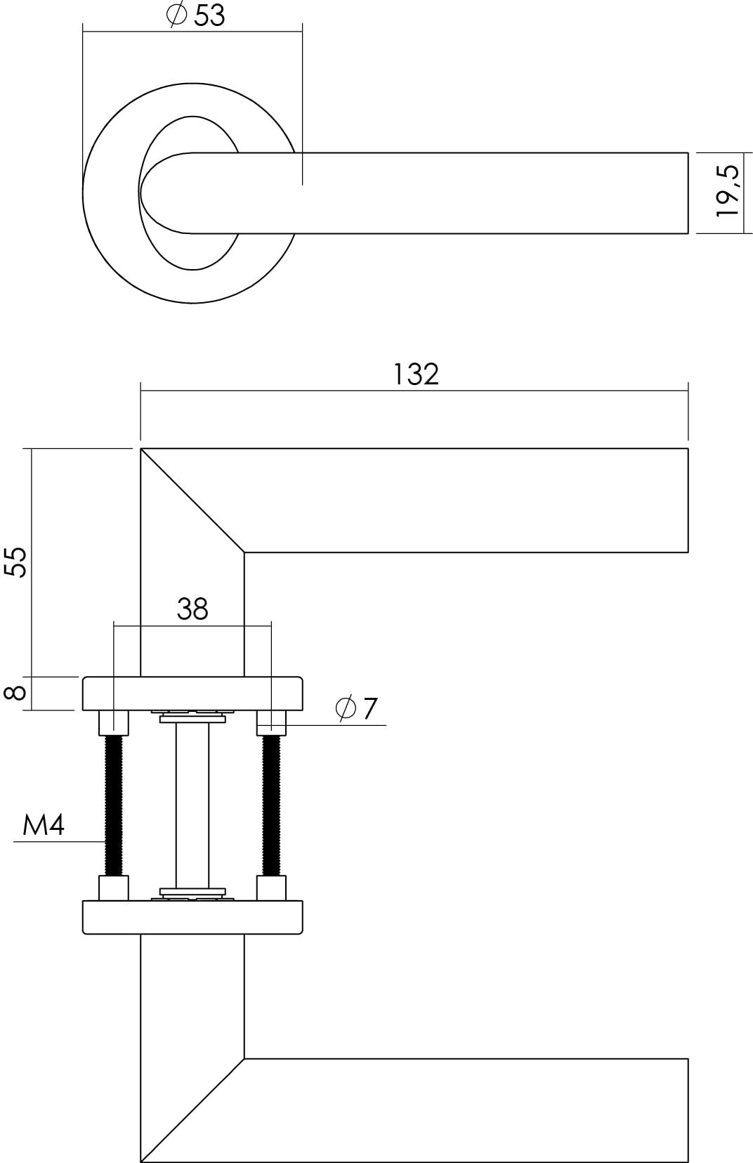Intersteel deurkruk Girona op rozet RVS geborsteld – detail