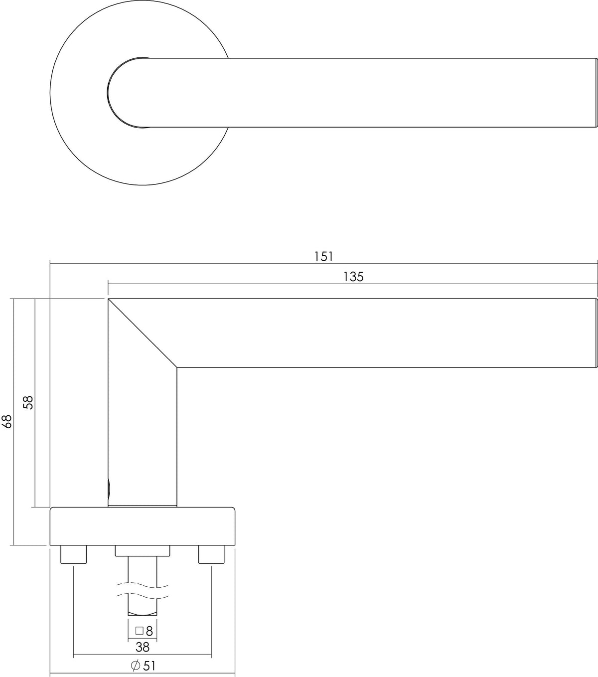 Intersteel deurkruk hoek 90° ATP rozet RVS – detail rozet