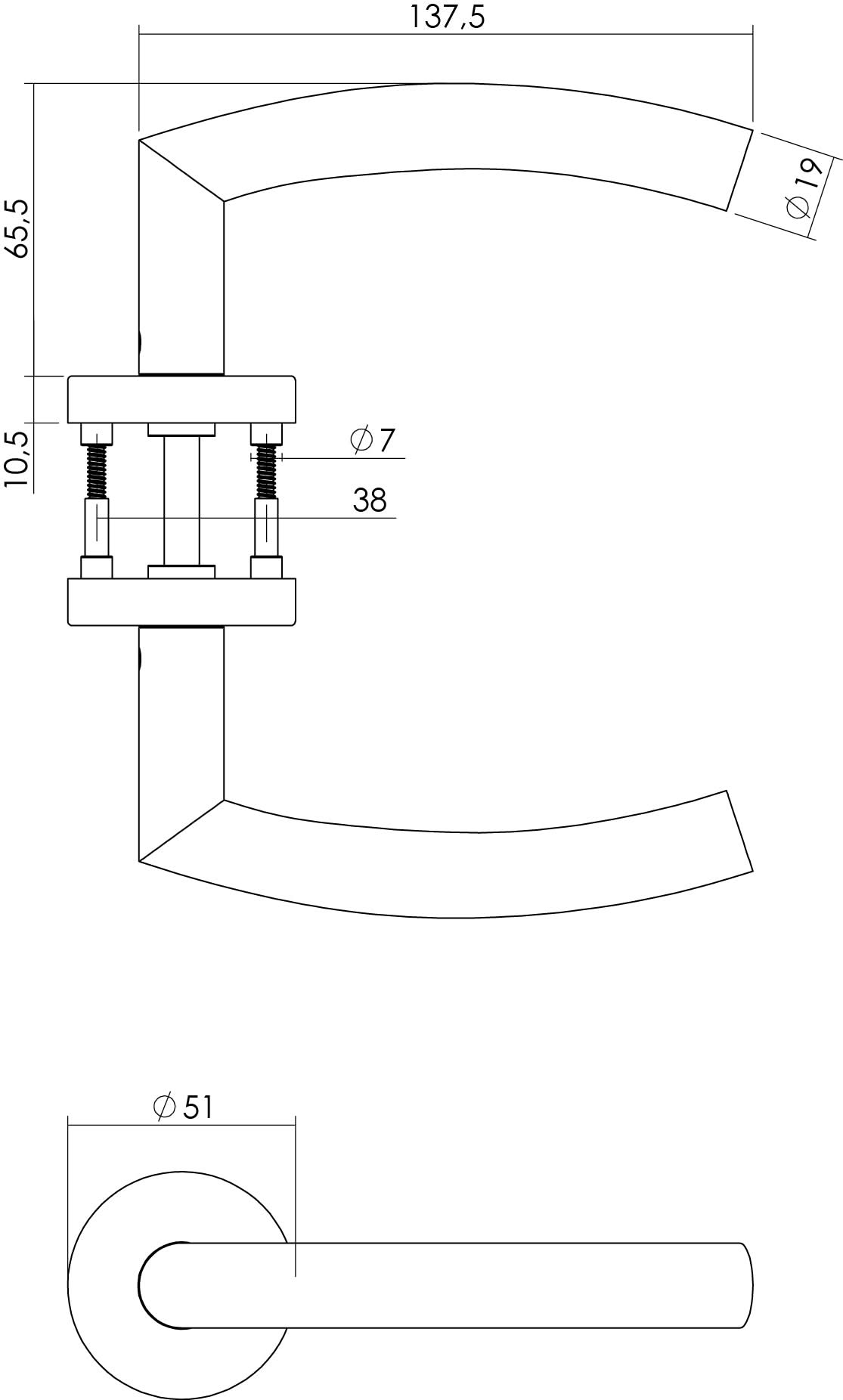 Intersteel deurkruk Half Rond rvs op rozet - detail