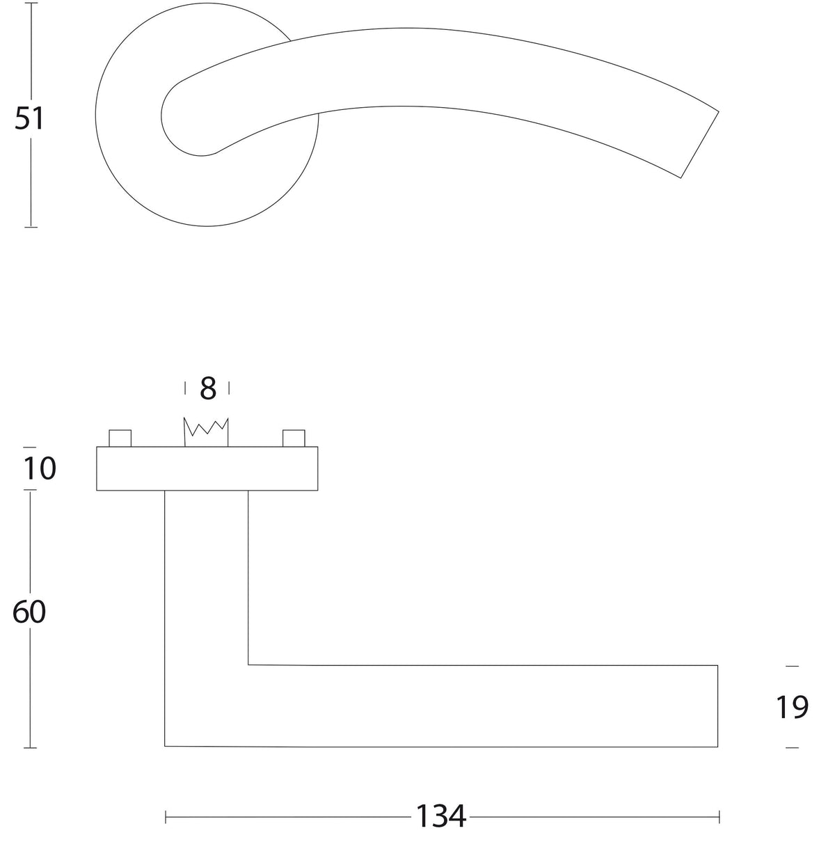 Intersteel deurkruk Lisa hoek 90° ATP rozet RVS – detail rozet