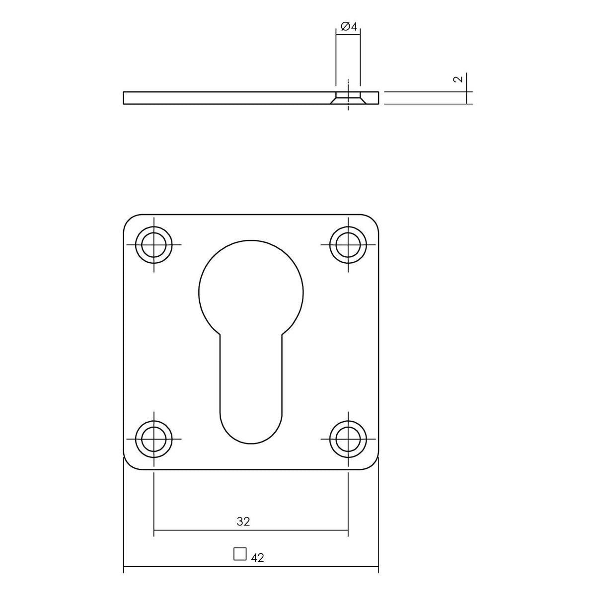 Intersteel vierkante rozet PC RVS geborsteld detail