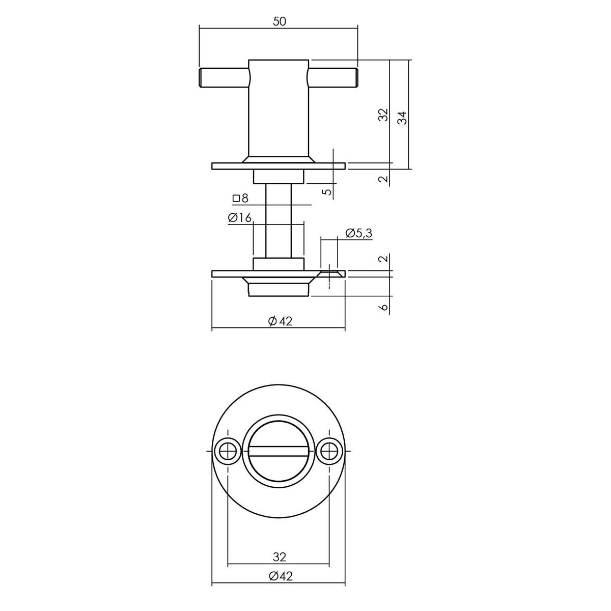 Intersteel rozet WC-BK sluiting RVS geborsteld detail