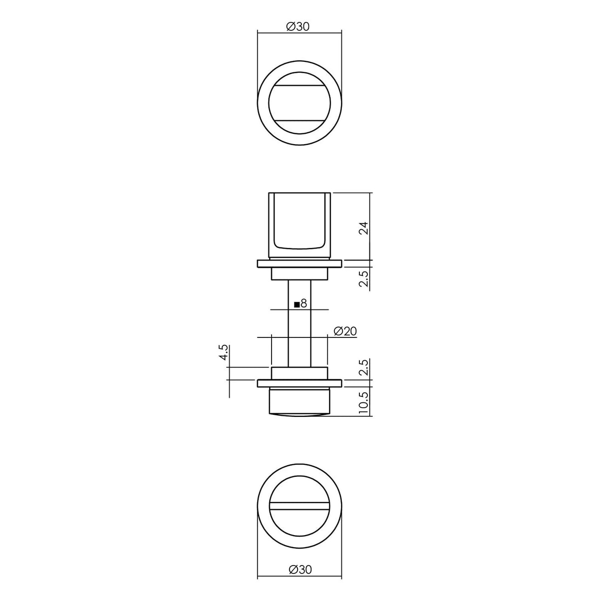 Intersteel WC-sluiting ronde rozet RVS geborsteld detail