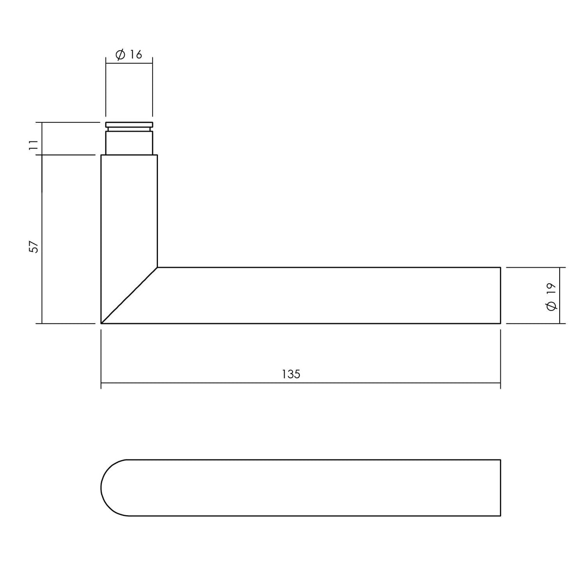 Intersteel Kruk-espagnolet Links Hoek 90° met stangenset 2x1245mm RVS Geborsteld detail 2