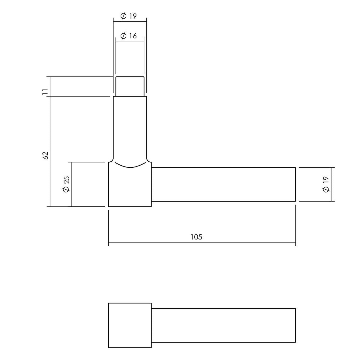 Intersteel Kruk-espagnolet Links L-recht met stangenset 2x1245mm RVS Geborsteld detail 2