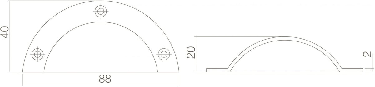 Intersteel Komgreep 88mm Messing Ongelakt – detail