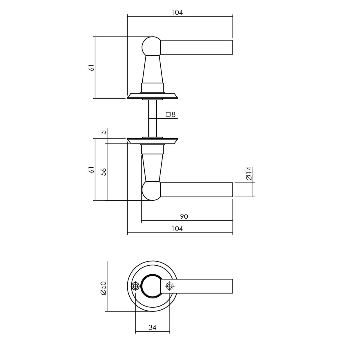 Intersteel deurkruk L-L Bol messing getrommeld – detail