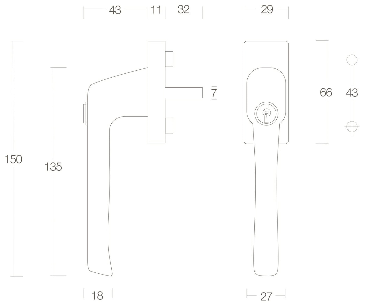 Intersteel raamkruk afsluitbaar messing gelakt detail