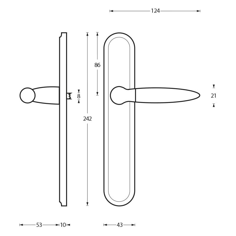 Intersteel deurkruk Elen op schild Blind schild chroom/nikkel mat – detailweergave
