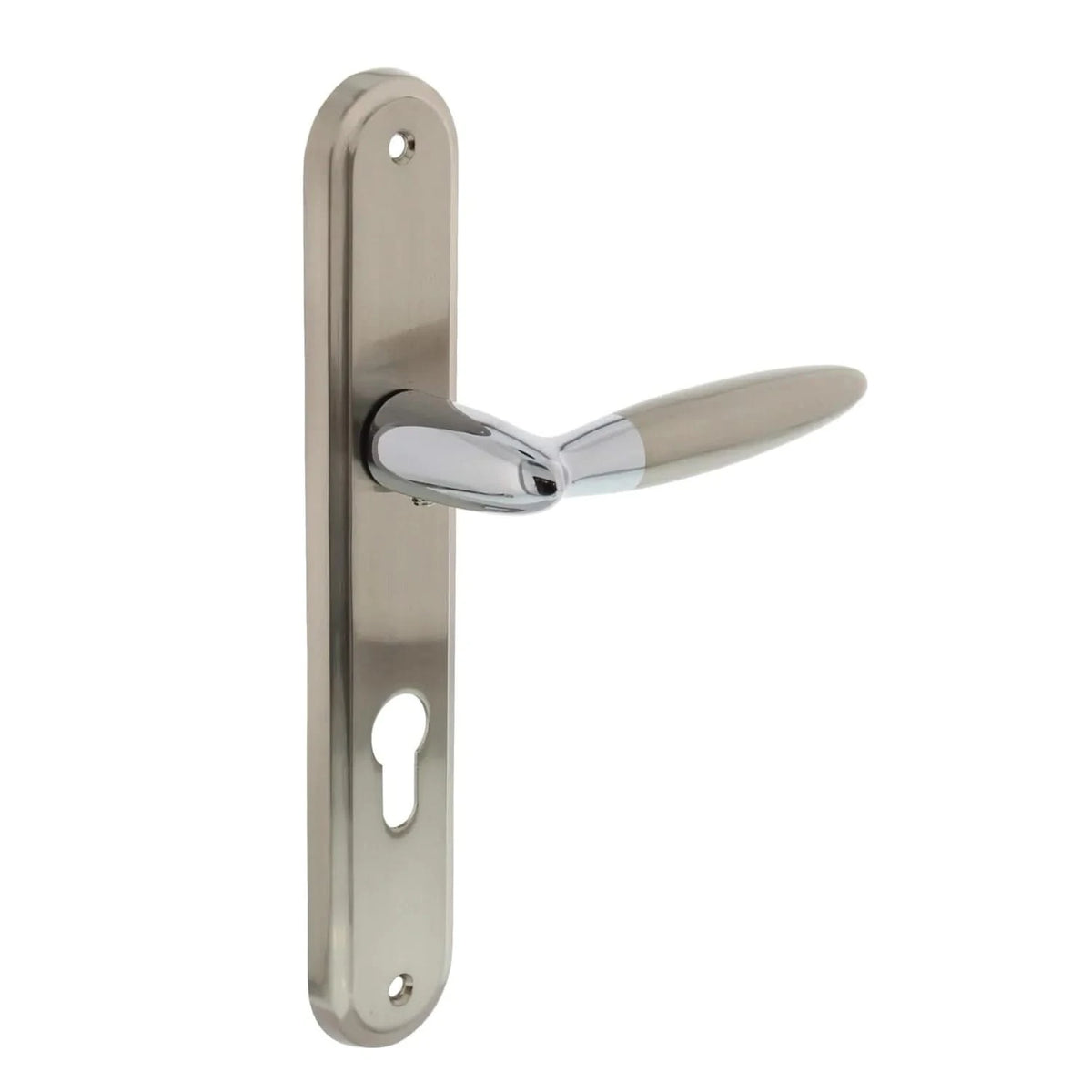Intersteel deurkruk Elen op schild PC72 chroom/nikkel mat – vooraanzicht