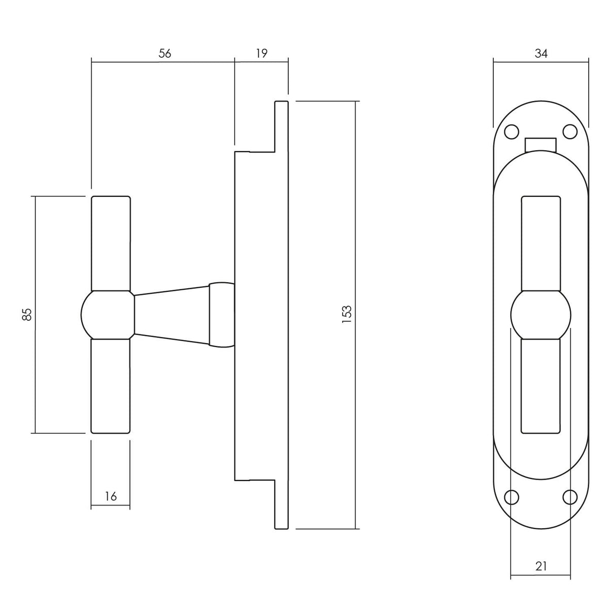 Intersteel kruk-espagnolet T-kruk verchroomd – detail
