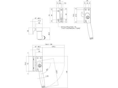 Intersteel raamsluiting Ton 222 afsluitbaar SKG1 nikkel/ebbenhout detail