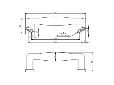 Intersteel meubelgreep 108 mm nikkel - detail