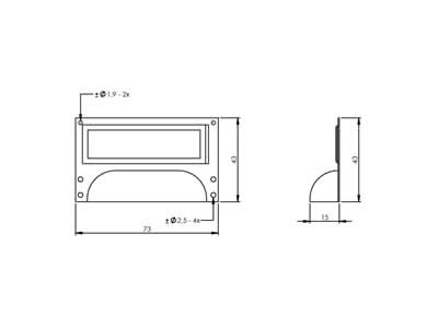 Intersteel etiketgreep 73 mm nikkel detail