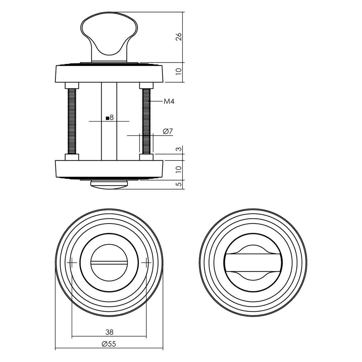 Intersteel rozet met toilet-badkamersluiting oud grijs detail