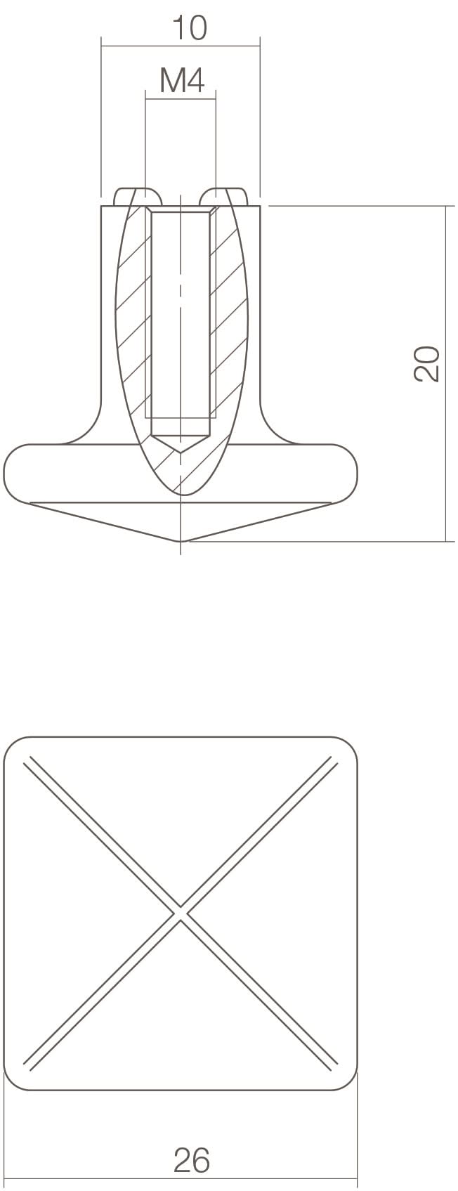 Intersteel meubelknop vierkant 26 mm oud grijs detail