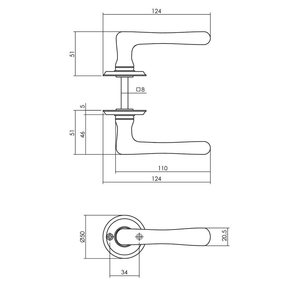 Intersteel deurkruk Trento mat zwart – detail