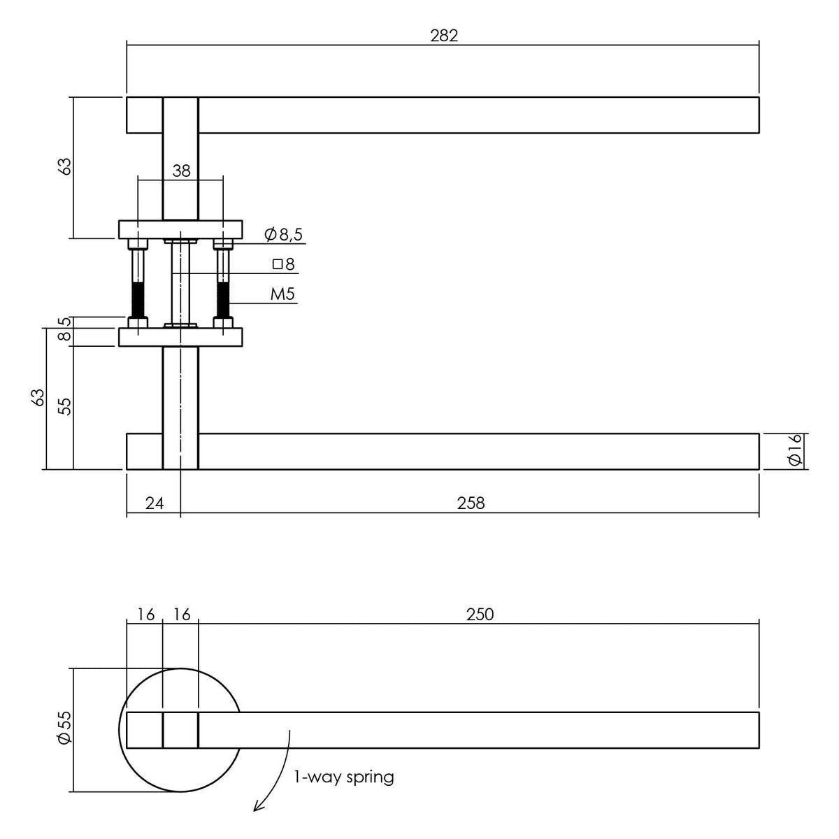 Intersteel deurkruk Shiraat 250mm zwart detail
