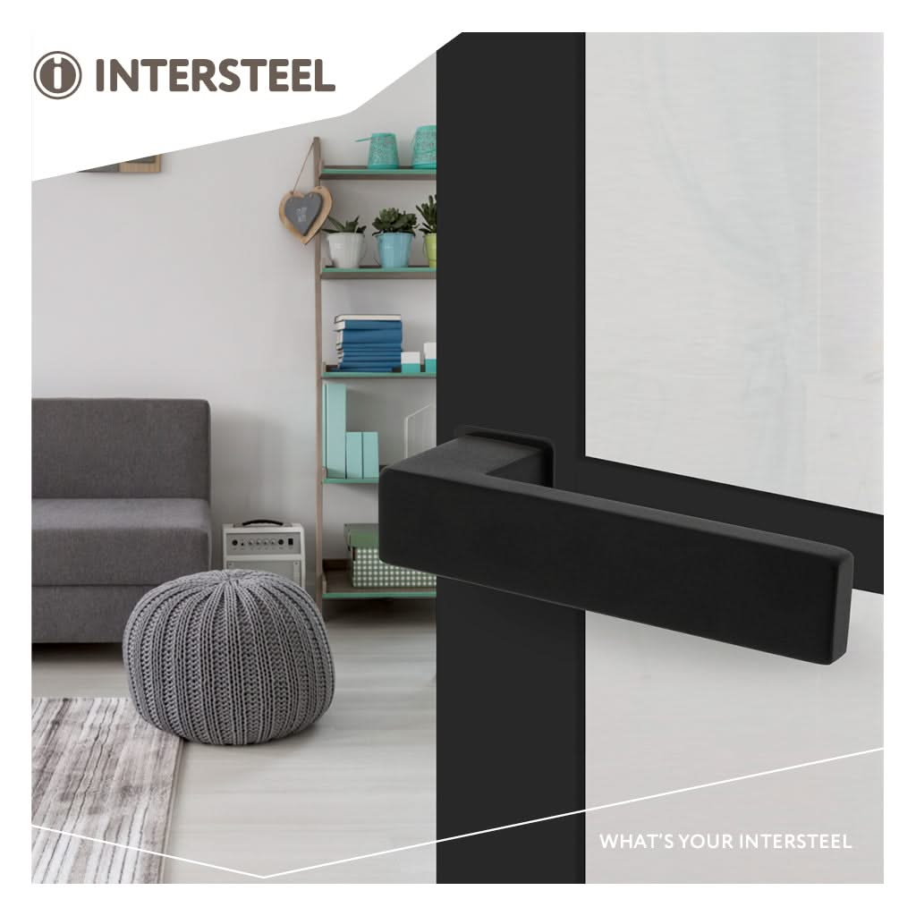 Intersteel deurkruk Amsterdam mat zwart - zijaanzicht
