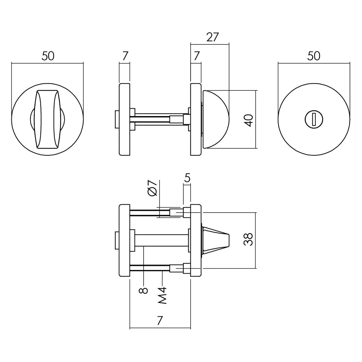 Intersteel Deurbeslag set wc slot met deurkruk Eucla met rozet zwart detail 2