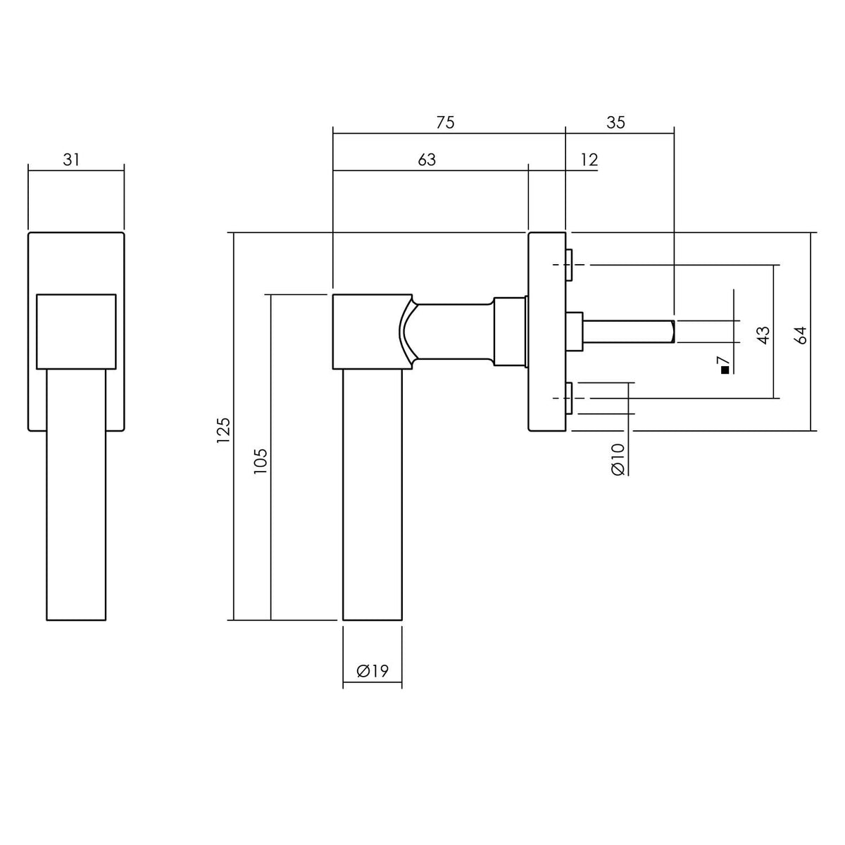Intersteel raamkruk L-vorm mat zwart detail