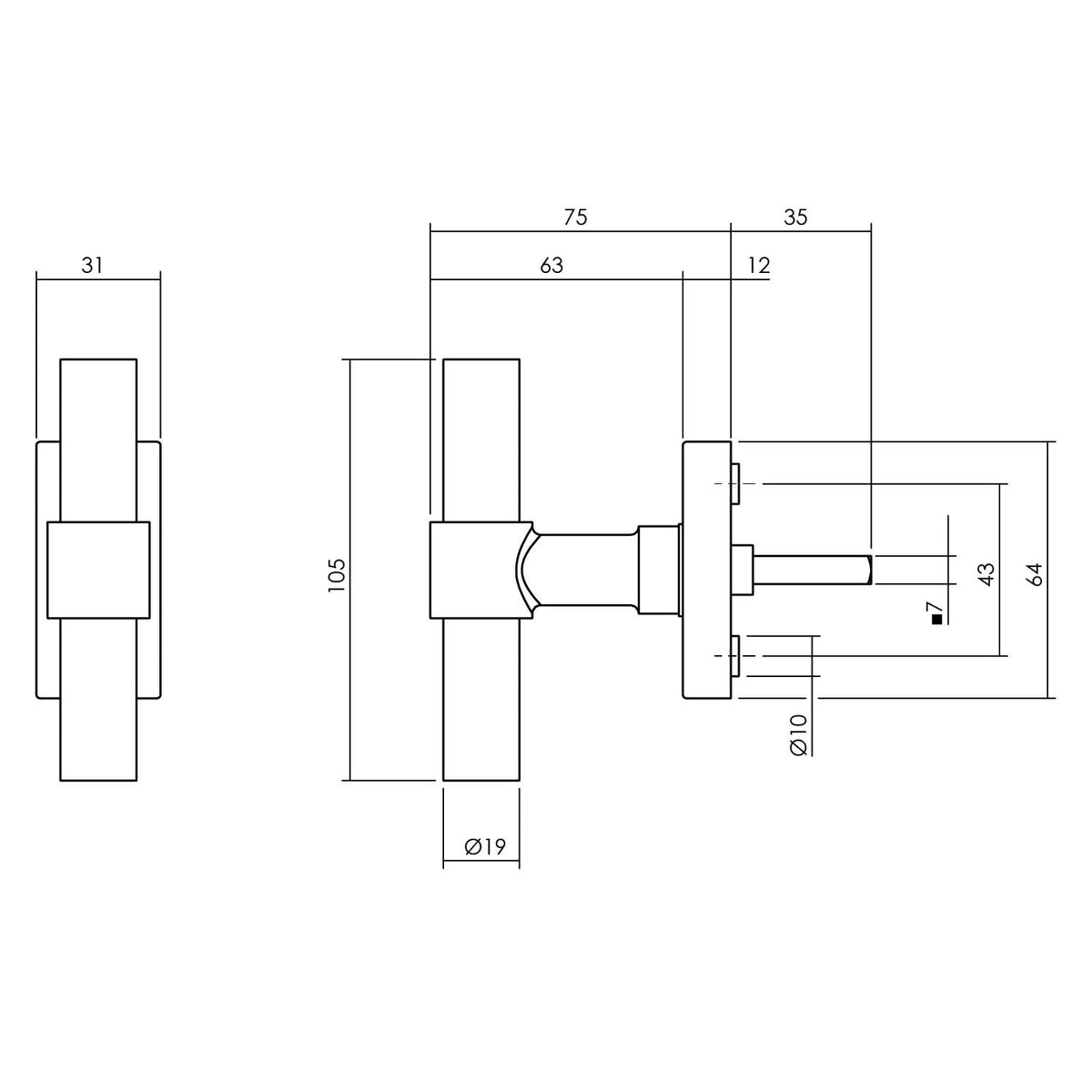 Intersteel raamkruk T-vorm mat zwart detail