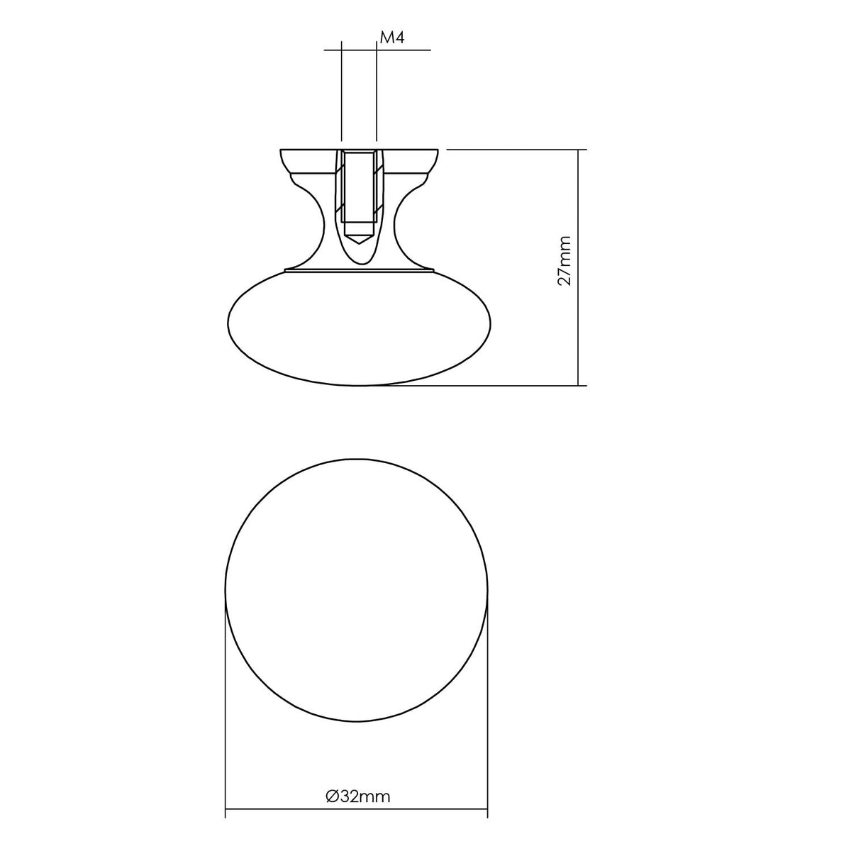 Intersteel meubelknop paddenstoel 32 mm zwart detail
