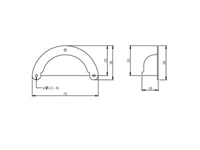 Intersteel schelpgreep 73 mm mat zwart detail