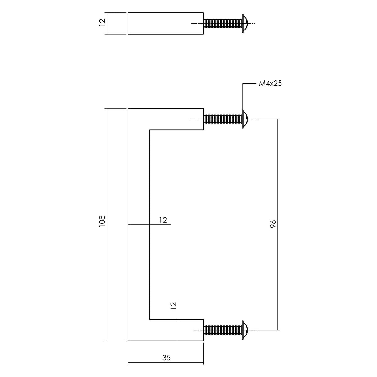 Intersteel Meubelgreep Vierkant 108mm Zwart – detail