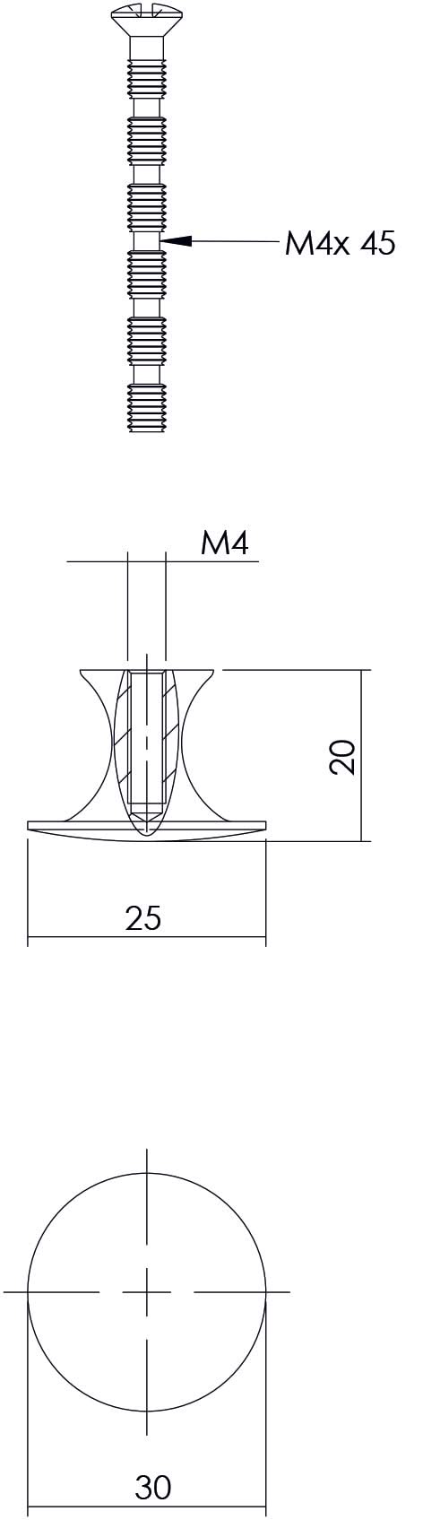 Intersteel meubelknop glad 30 mm messing antiek – detailopname