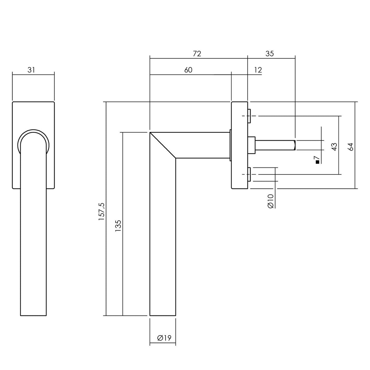 Intersteel raamkruk Jura RVS geborsteld detail