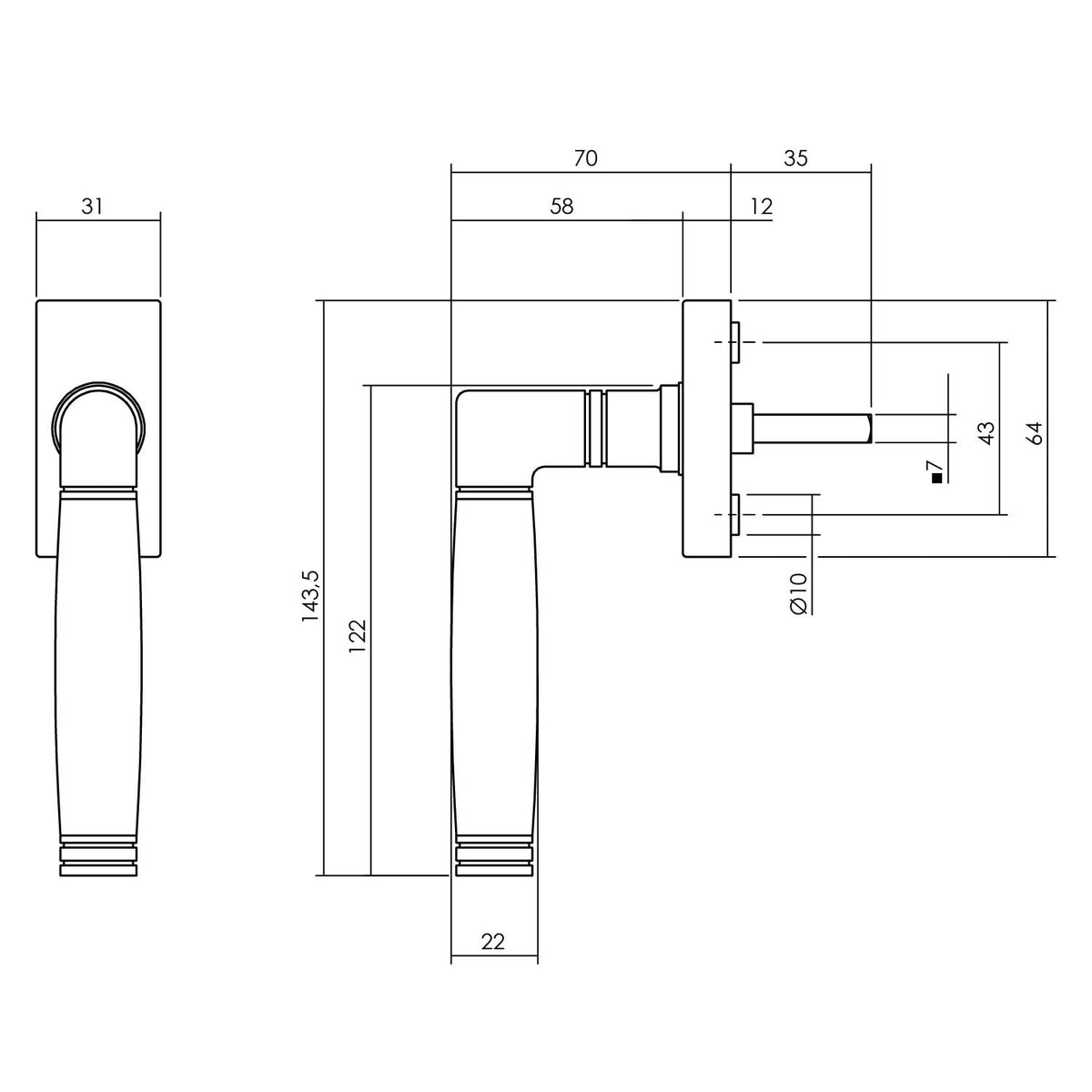 Intersteel raamkruk Ton 212 RVS geborsteld detail