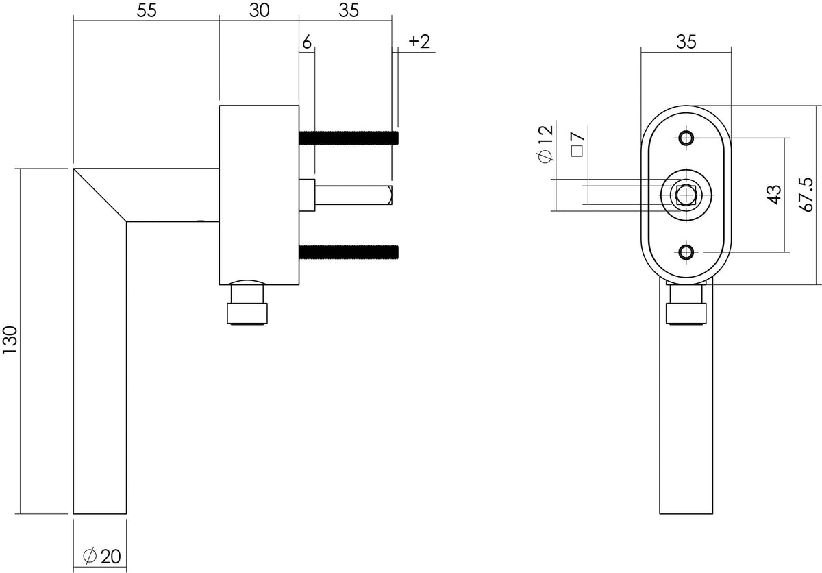 Intersteel afsluitbare raamkruk hoek 90° SKG3 RVS geborsteld detail met slot