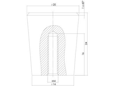 Intersteel meubelknop conisch RVS geborsteld detail