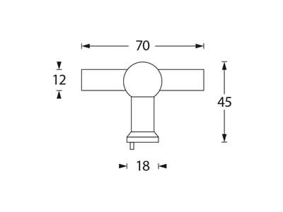 Intersteel meubelknop T-vorm 22 mm recht rvs geborsteld detail