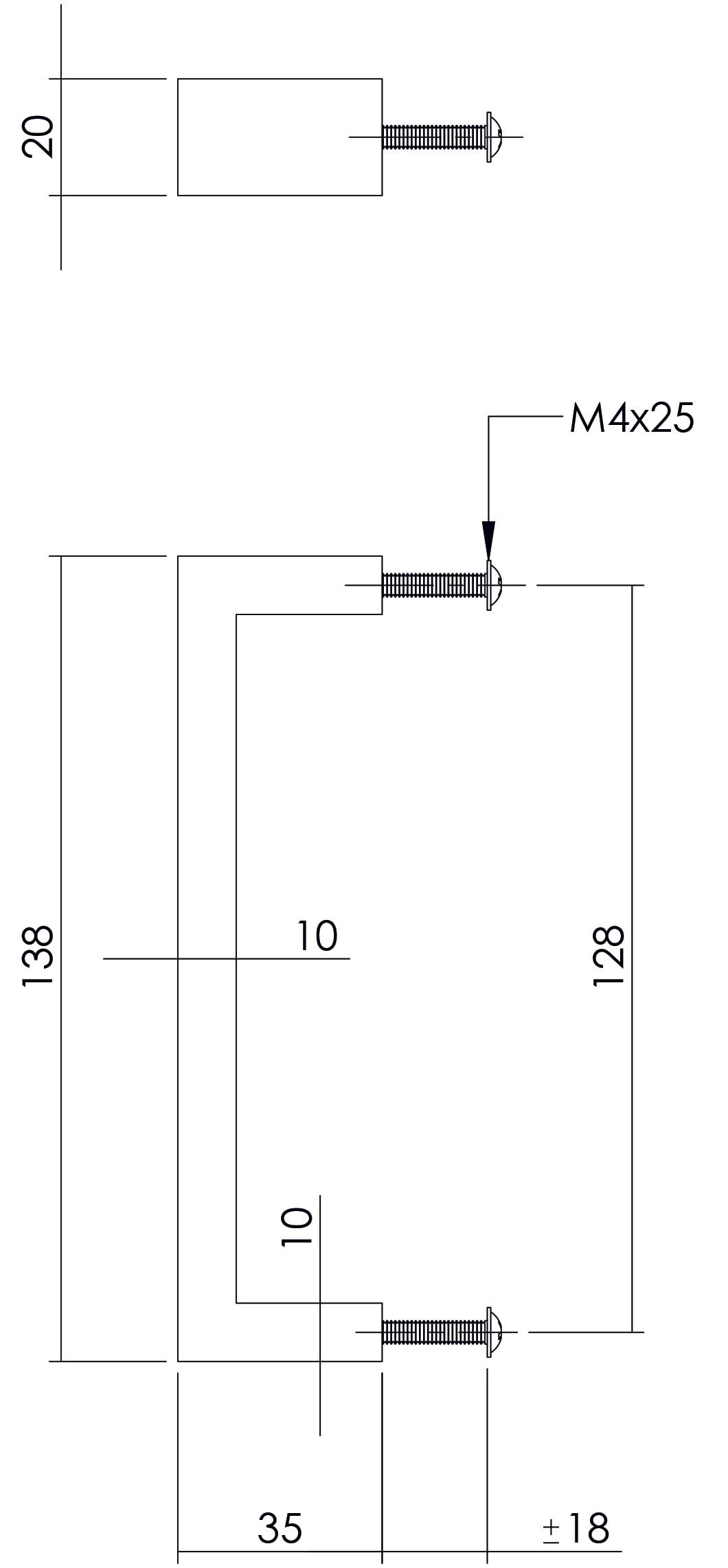 Intersteel meubelgreep rechthoek 138 mm RVS geborsteld detail