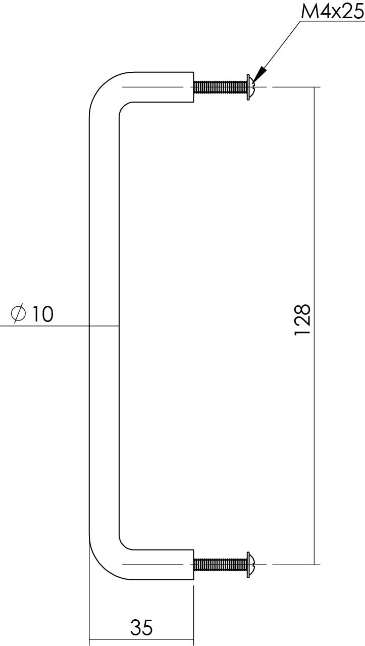 Intersteel meubelgreep 138mm RVS geborsteld – detailfoto