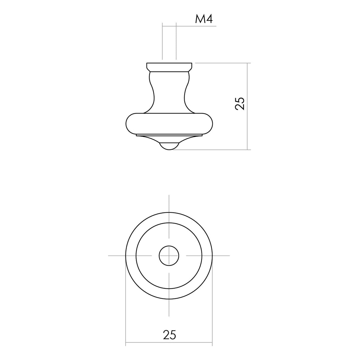 Intersteel meubelknop 25mm smeedijzer zwart – detailfoto
