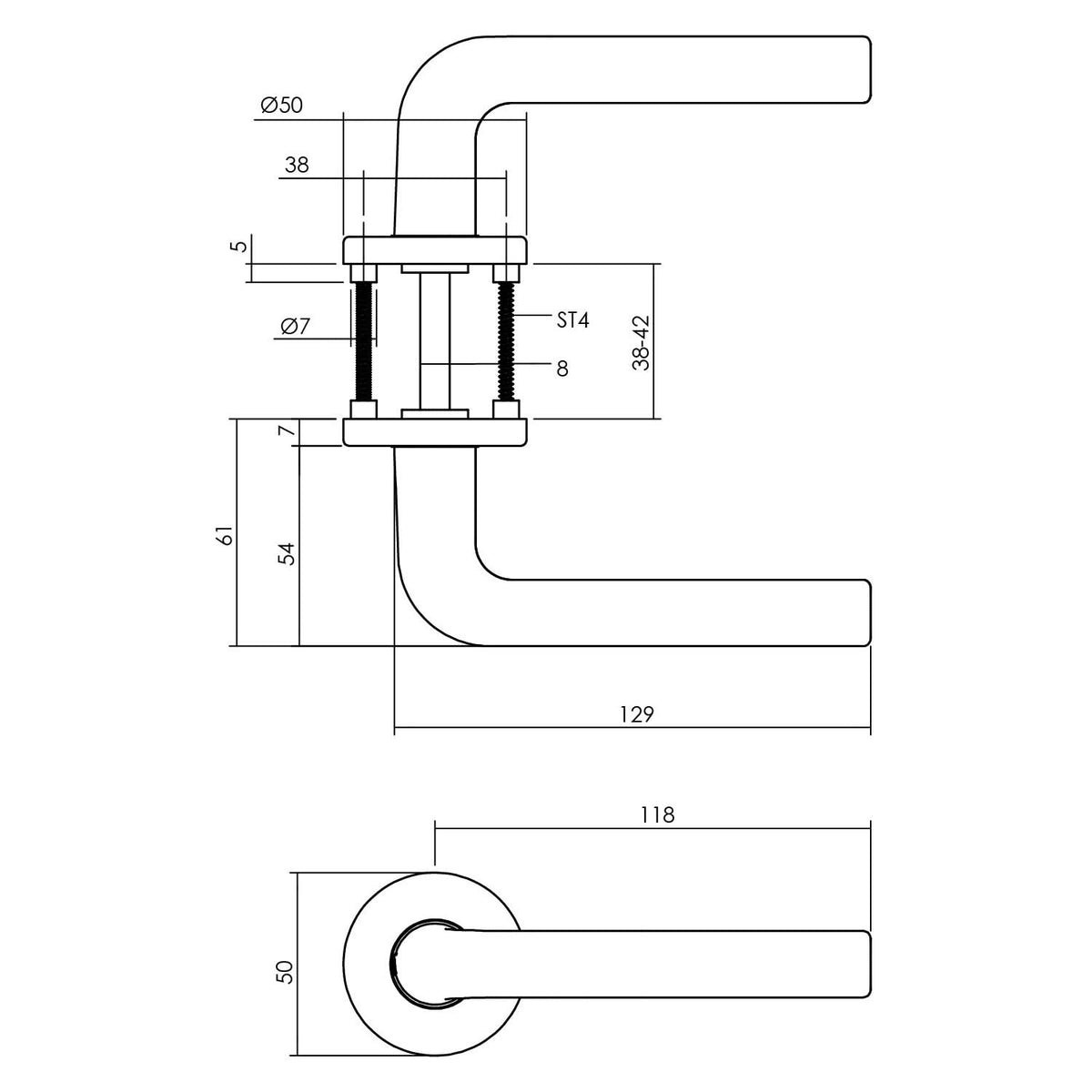 Intersteel deurkruk Derby aluminium zilverkleurig – detail rozet