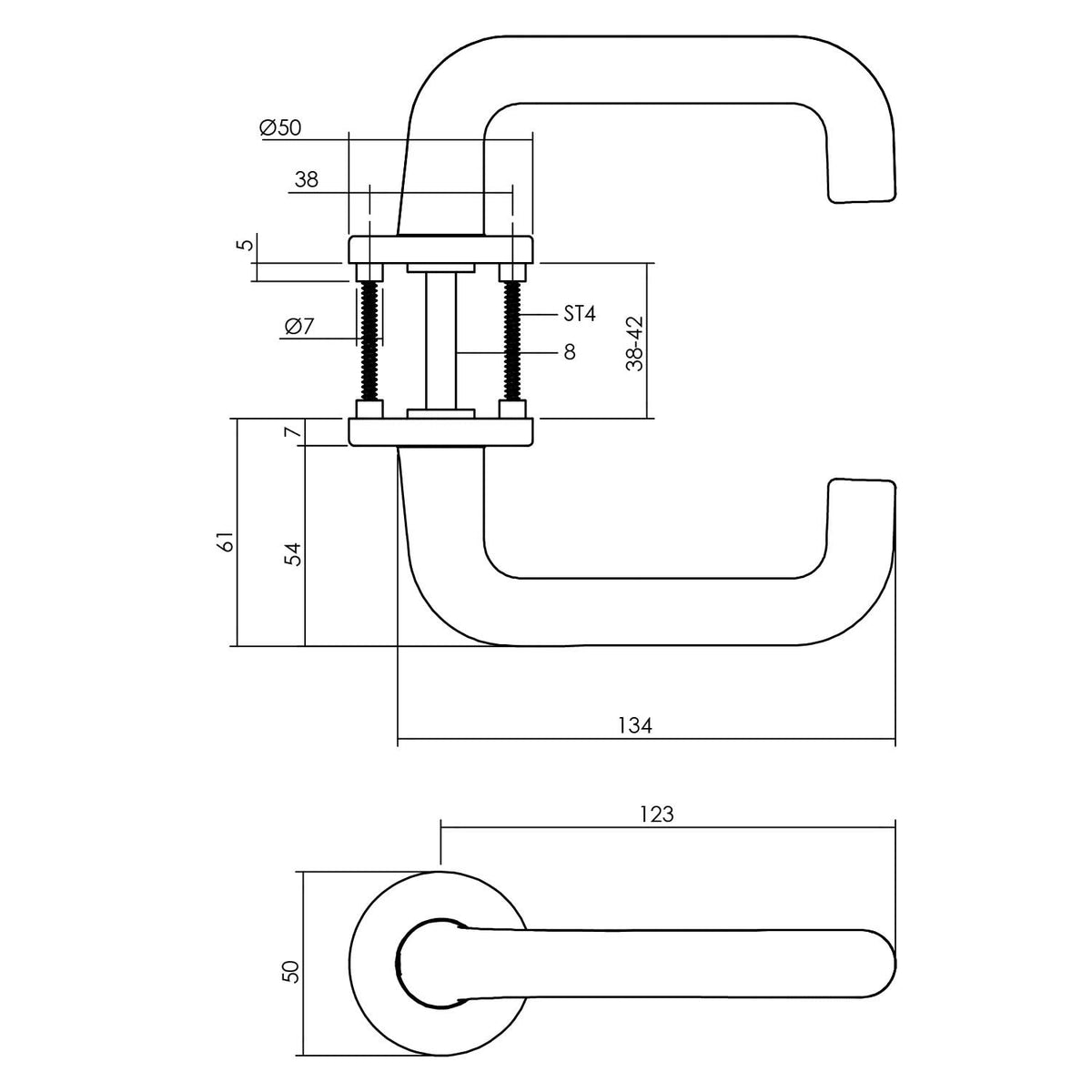 Intersteel deurkruk Rond op ronde rozet aluminium detail