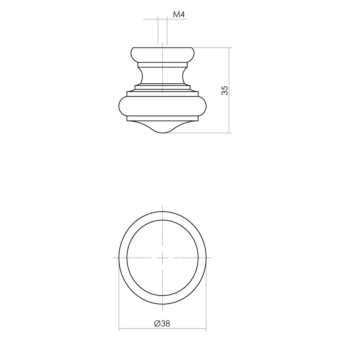 Intersteel houten meubelknop 38mm essenhout – detailfoto