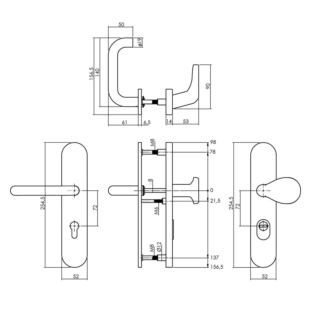 Intersteel Veiligheidsbeslag met kerntrekbeveiliging SKG*** PC72mm Voordeurbeslag detail