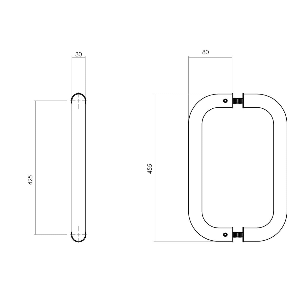 Intersteel deurgrepen U-vorm 455 mm RVS geborsteld detail