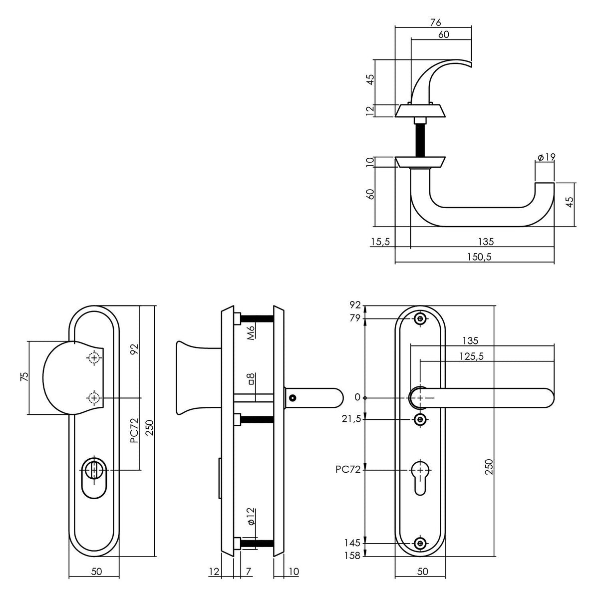Intersteel veiligheidsbeslag ovaal mat zwart detail
