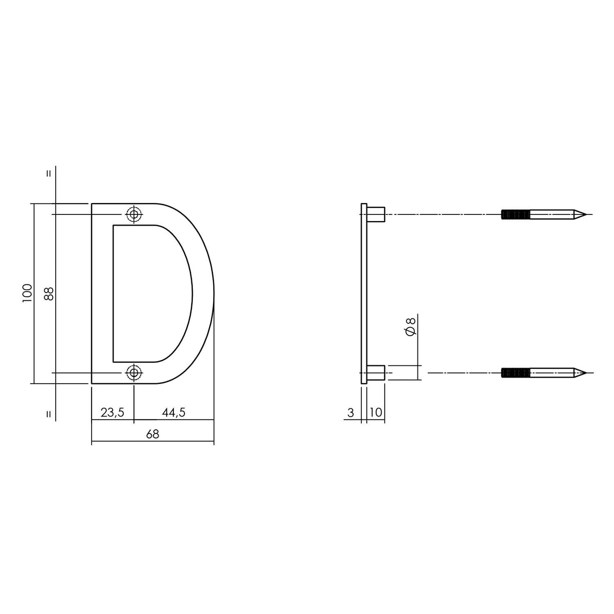 Intersteel huisletter D 100 mm rvs mat zwart – detail