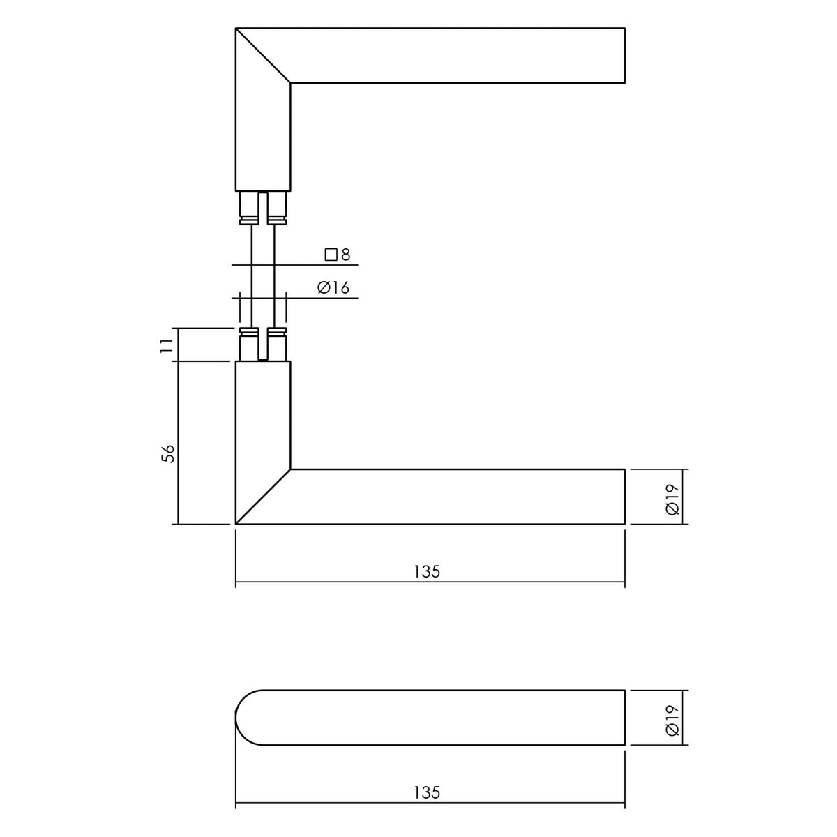 Intersteel achterdeurbeslag set Jura ronde mat zwart – detail